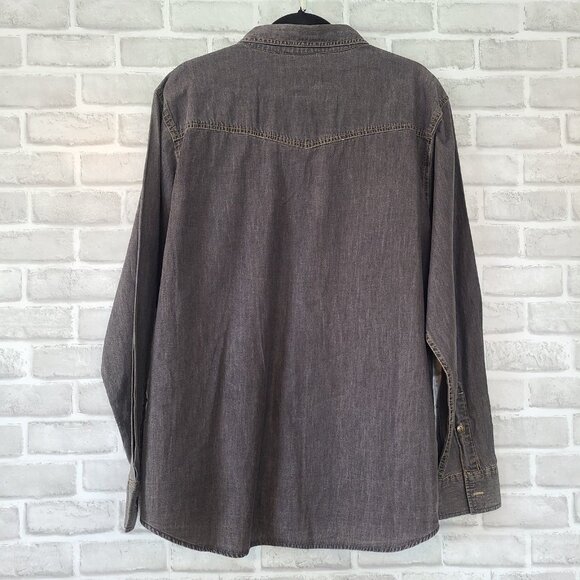 Lazer Charcoal Chambray Lightweight Denim Shirt NEW Mens Lg Western Streetwear - Picture 8 of 8